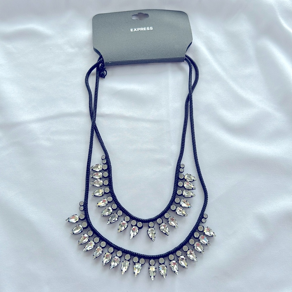 Express Double Layer Rhinestone Statement Necklace NWT